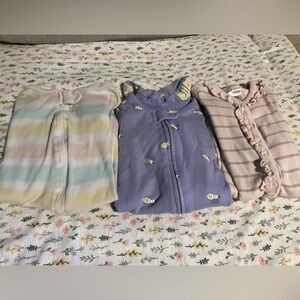 💜 3pc 3 month onesies 💛 Carters, Chick Pea, Mod Moments Baby Romper bundle lot